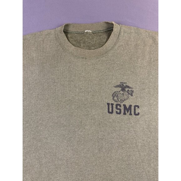 Rare Vintage USMC Forest Olive Green Faded Sweater Crewneck Marine Corps Hype - Picture 3 of 13
